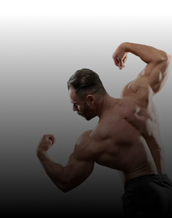 Muscular athlete showing fitness results